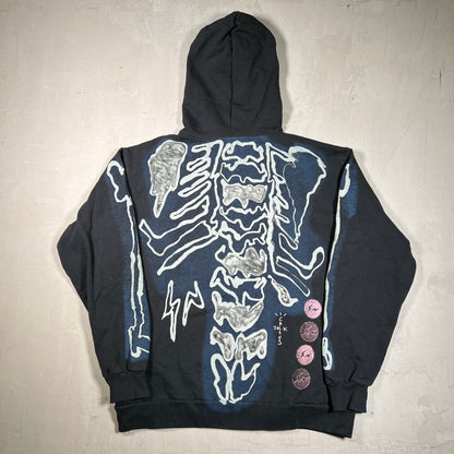 Travis Scott Fragment Skeleton Navy Full Zip Hoodie Size Large USED x17493