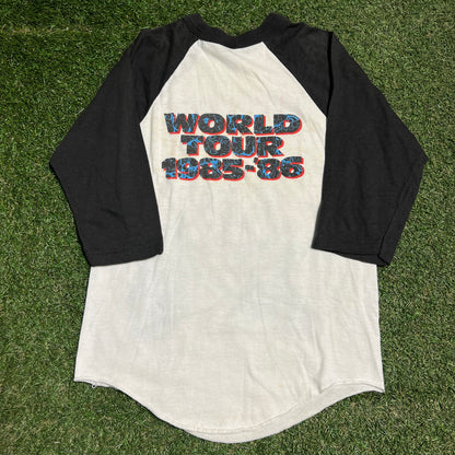1986 Heart World Tour White/Black Baseball Tee Size Small USED v16398
