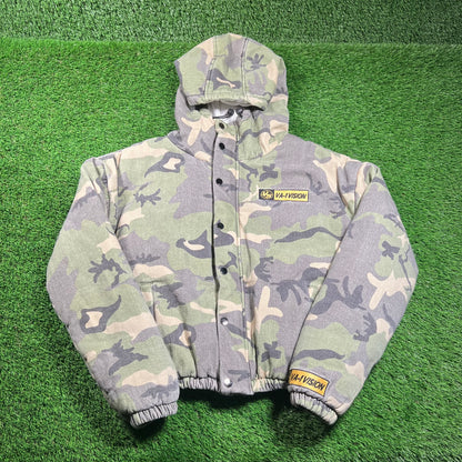 Vale Va-1 Green Woodland Camo Puffy Jacket Size Medium NEW x16334
