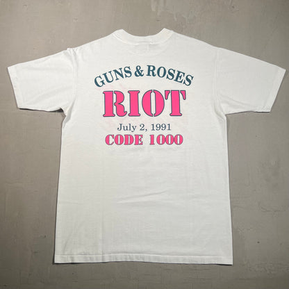 1991 Guns N Roses "Jungle" White Tee Size Large USED v19382