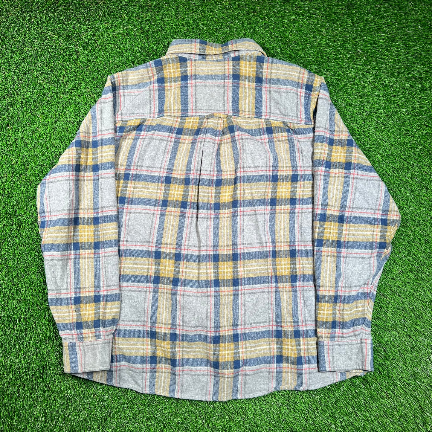 Y2K WoolRich Grey/Yellow Button Up Flannel Size XXL USED v18597