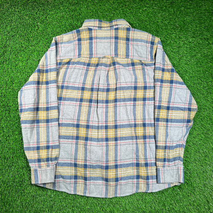Y2K WoolRich Grey/Yellow Button Up Flannel Size XXL USED v18597
