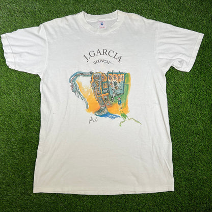 1995 Jerry Garcia Artwear Special Olympics White Tee Size Large USED v16609