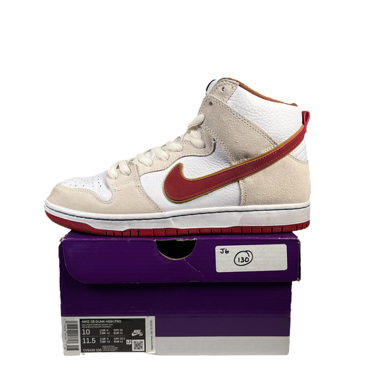 Nike SB Dunk High Sail Bright Crimson (2020) Size 10 USED s20214