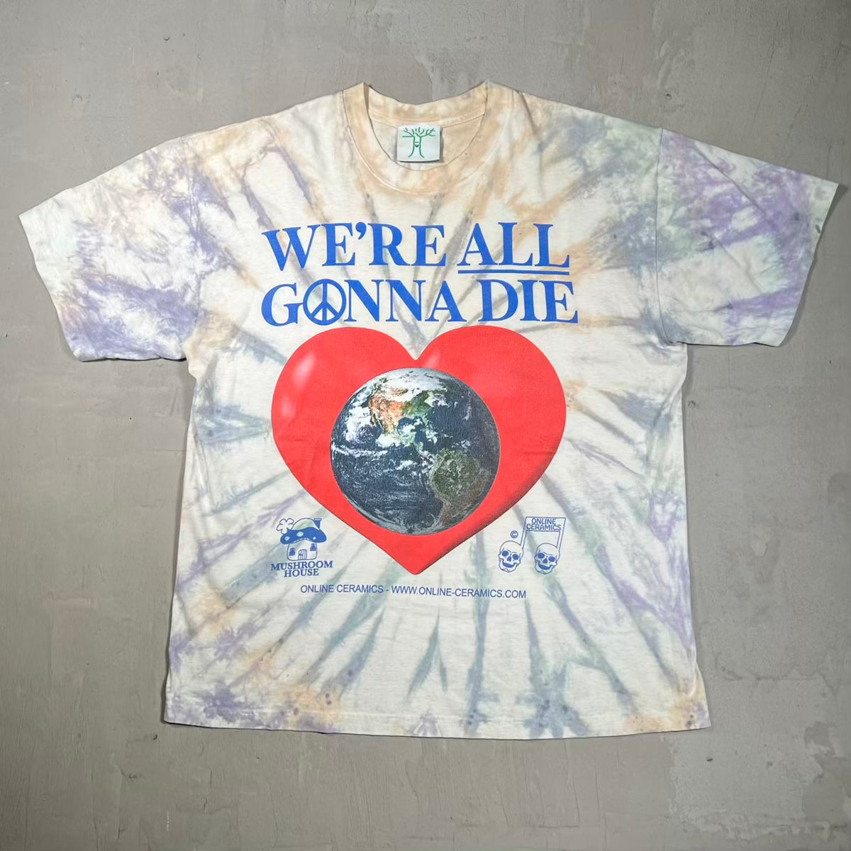 Online Ceramics "We're All Gonna DIe" Tie Dye Tee Size Large USED x18622