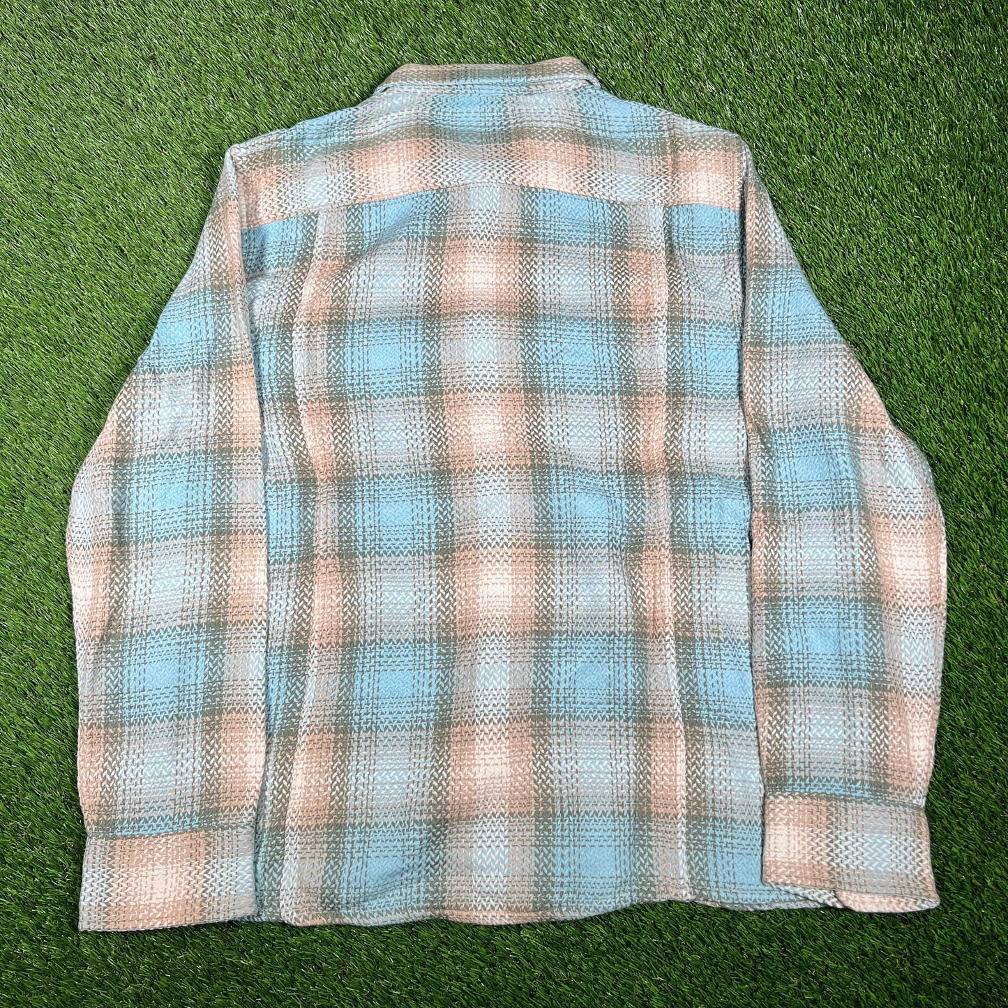 Corridor Acid Plaid Lake View Blue Button Up Flannel Size Large NEW x14706