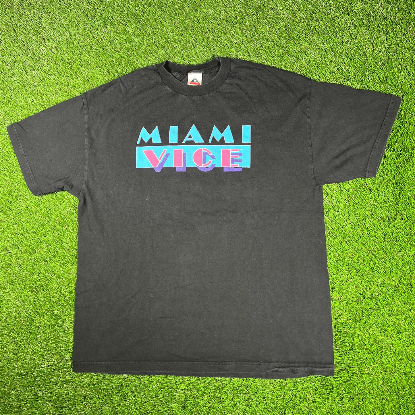 Y2K Miami Vice Promo Black Tee Size XL USED v17119