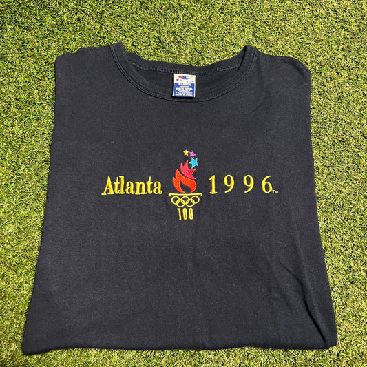 1996 Atlanta Olympic Champion Tag Navy Blue Tee Size XL USED v16378