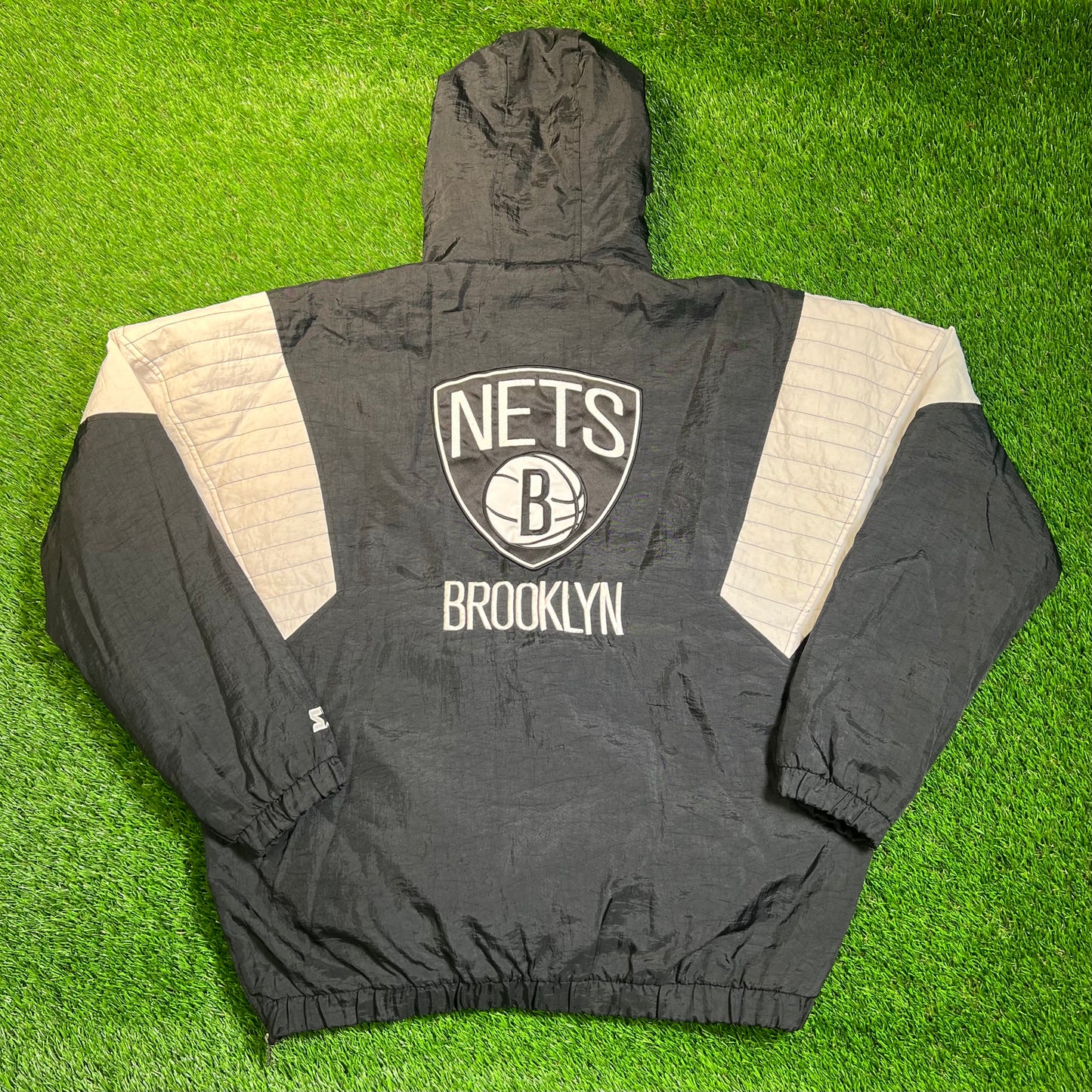 1990s Brooklyn Nets Black Starter Jacket Size XL USED v18848