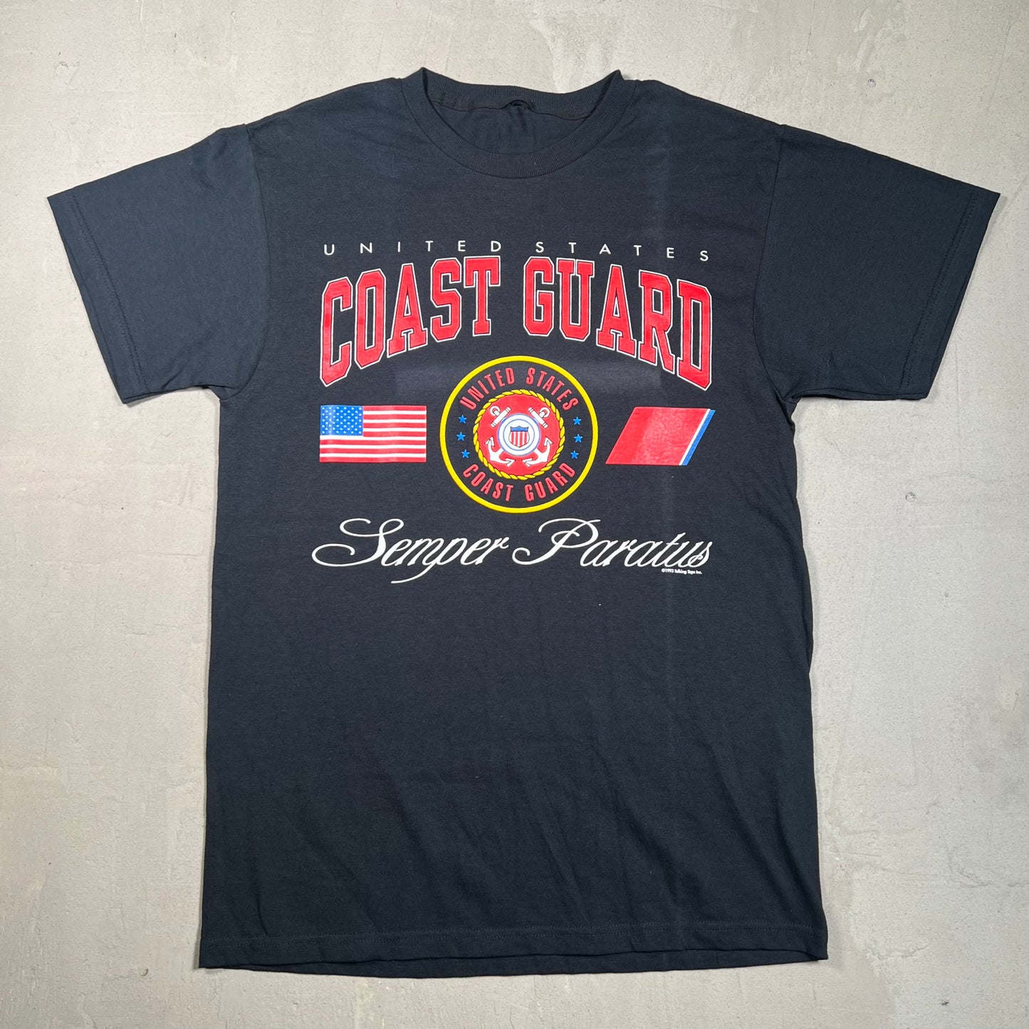 1992 United States Coast Guard Crest Black Tee Size Large USED v19224