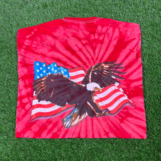 Travis Scott "Made in America" Red Tie Dye Tee Size XXL USED x14759
