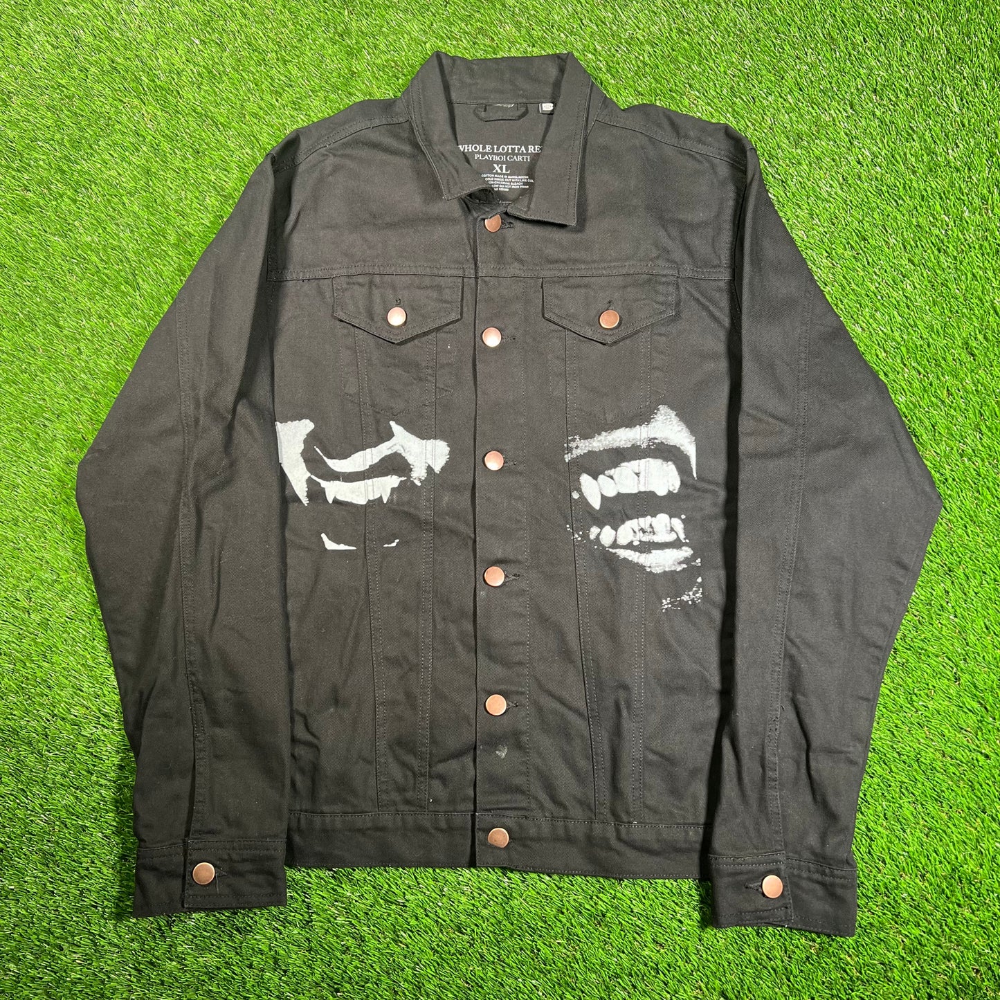 Playboi carti whole lotta red denim jacket black Size XL USED x9956