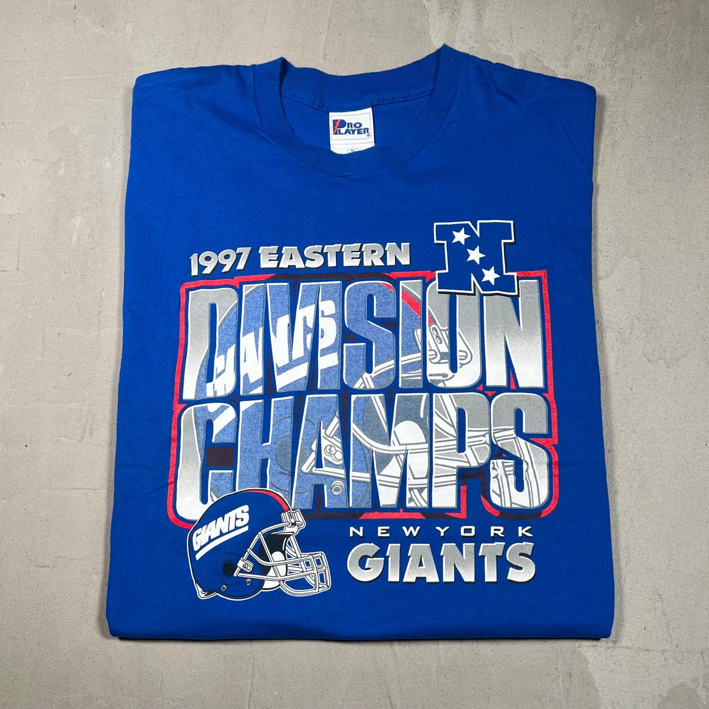 1997 New York Giants Division Champs Blue Tee Size XL USED v19322