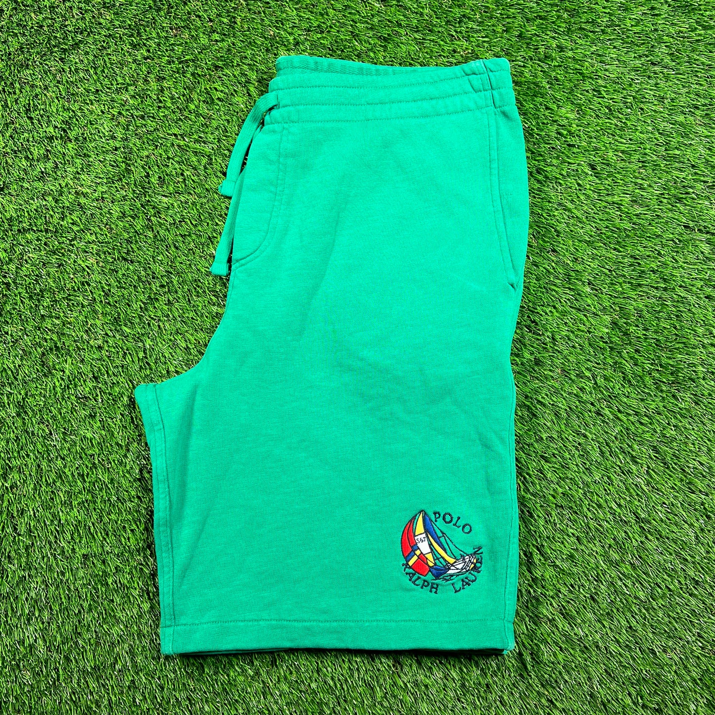 Polo Ralph Lauren Green Sailing Shorts Size Medium USED v18539