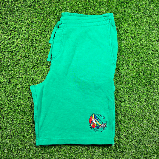 Polo Ralph Lauren Green Sailing Shorts Size Medium USED v18539