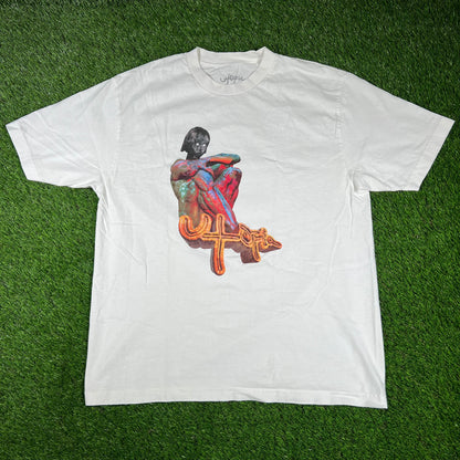 Travis Scott Utopia White Statues Tee Size Large USED x14494