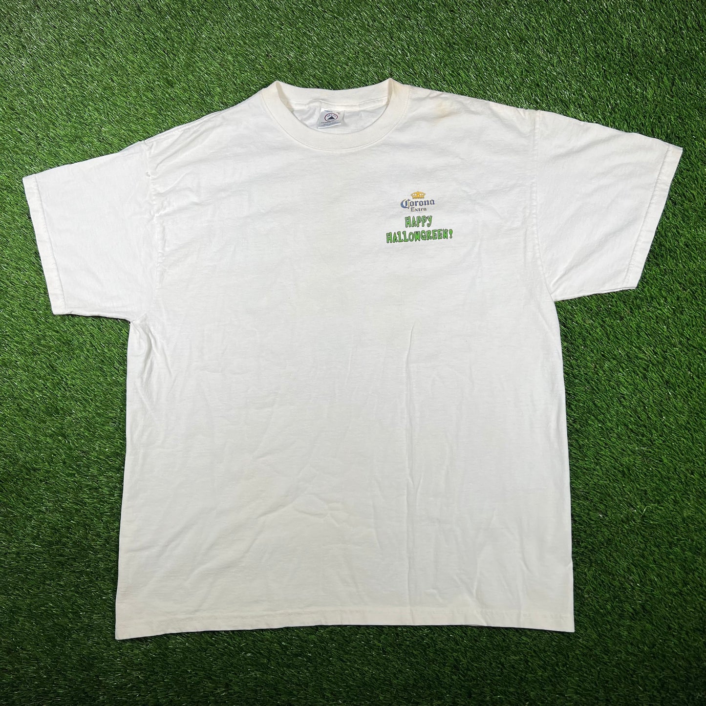 2000s Corona Extra Happy Hallowgreen White Tee Size XL USED v17199