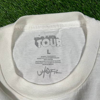 Travis Scott Circus Maximus White Strongman Tee Size Large USED x14493