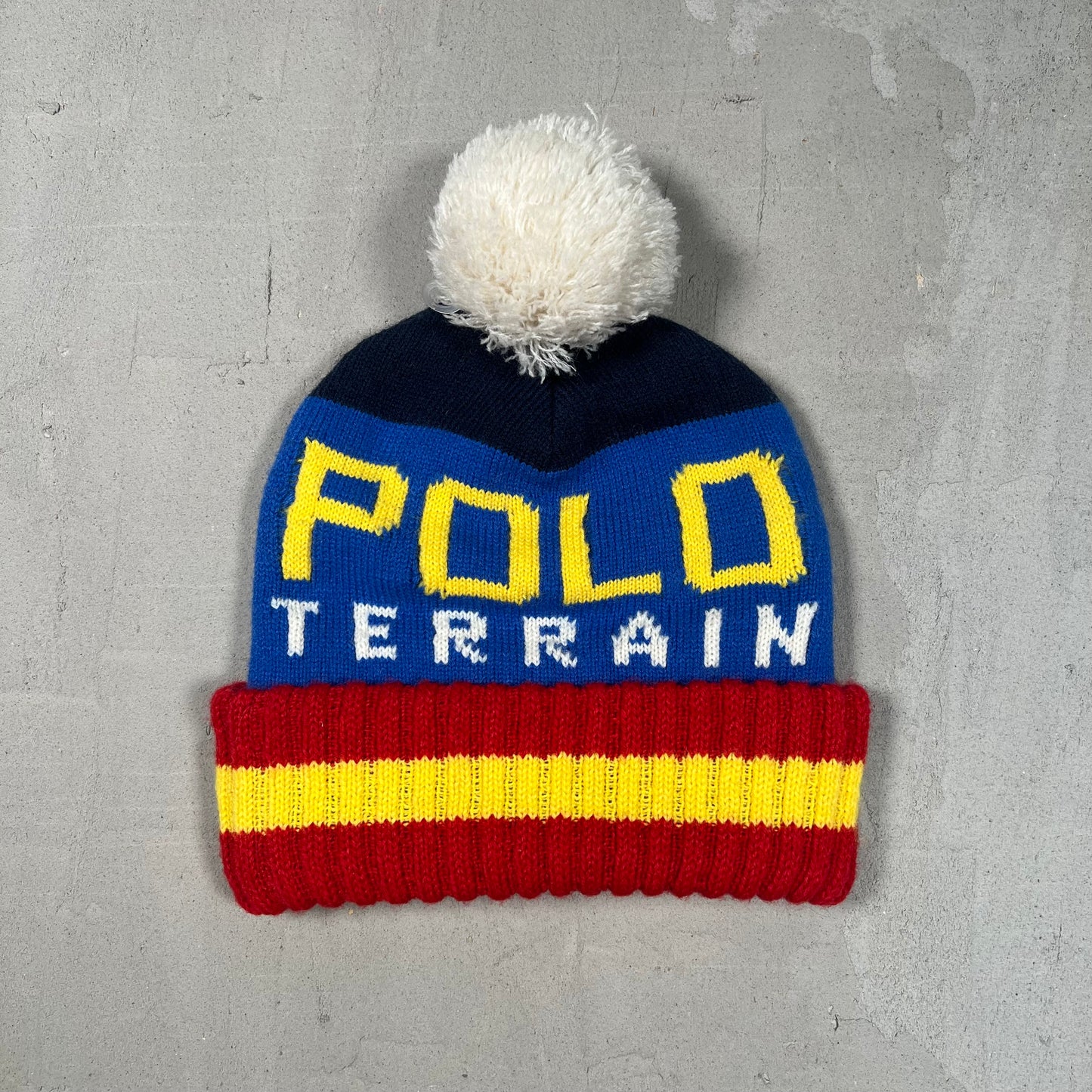 Polo Ralph Lauren Sport "Terrain" Blue/Yellow/Red Beanie USED v19003