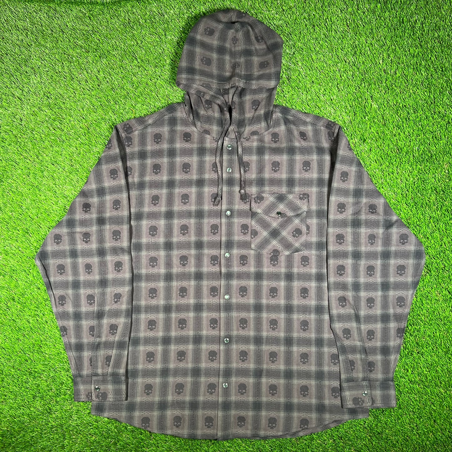 Supreme Number (N)ine Black Hooded Flannel Shirt Size XL NEW x15640
