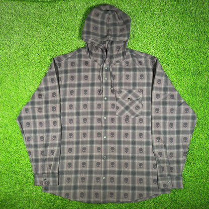 Supreme Number (N)ine Black Hooded Flannel Shirt Size XL NEW x15640