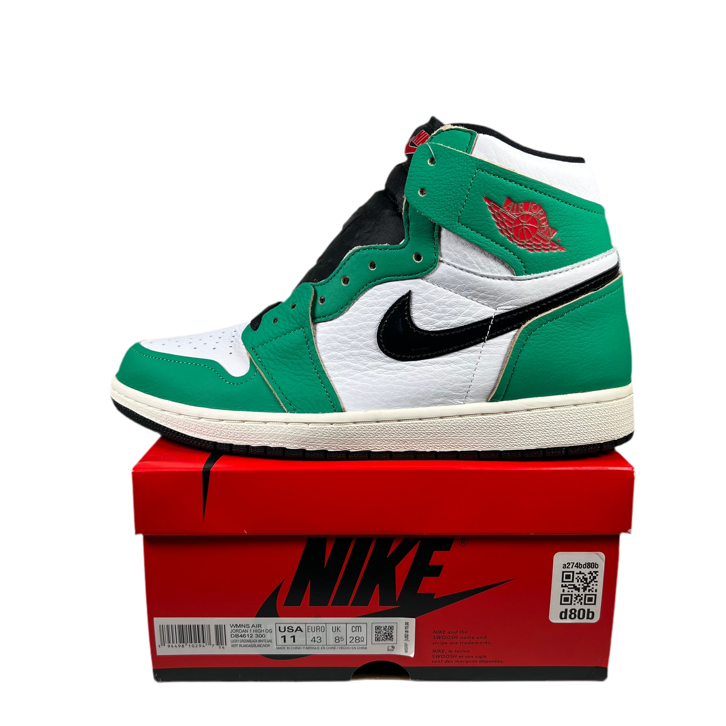 Jordan 1 High Lucky Green (2020) Size 9.5M/11W NEW s18282