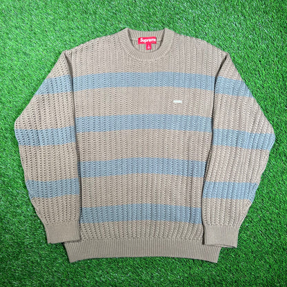 Supreme Loose Gauge Stripe Small Box Sweater Khaki (2025) Size Small NEW x15648