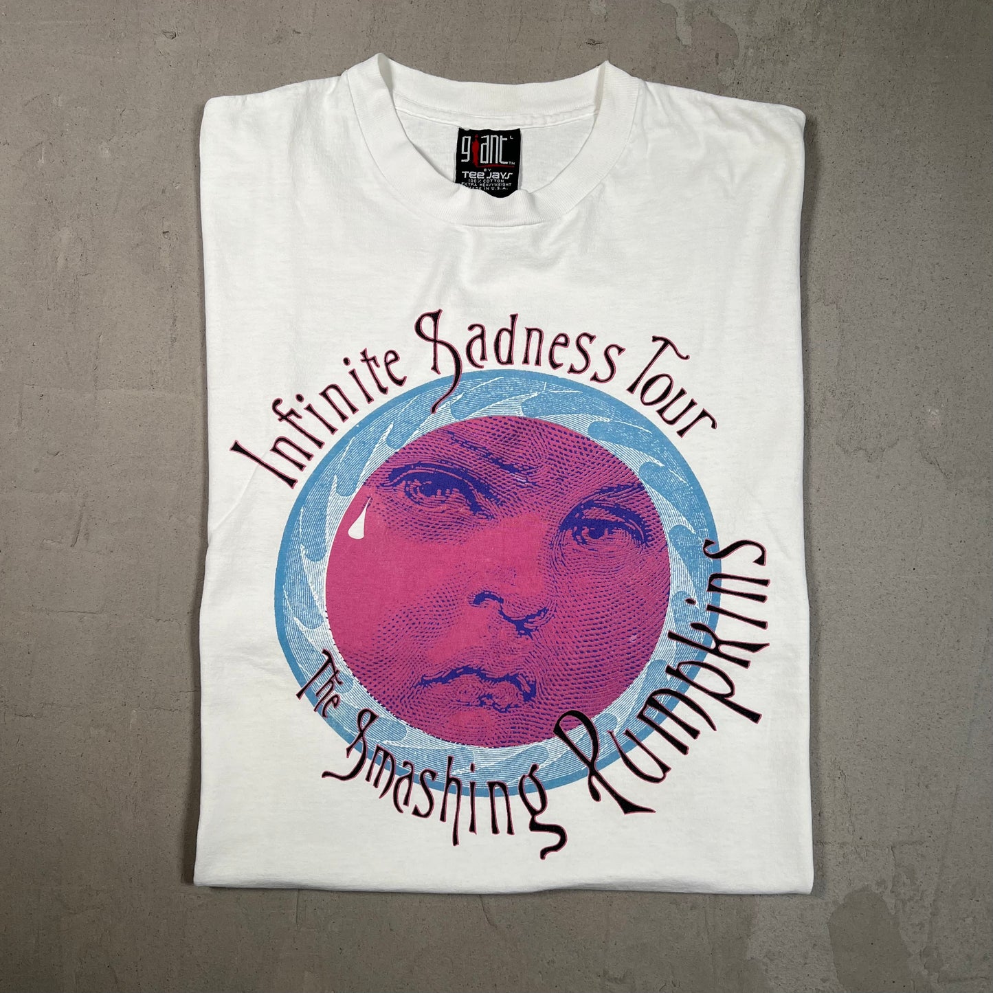 1996 Smashing Pumpkins Infinite Sadness Tour White Tee Size Large USED v19475