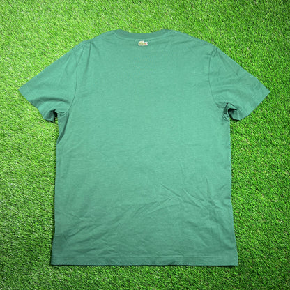 Lacoste Alligator Logo Green Tee Size Large USED v18769
