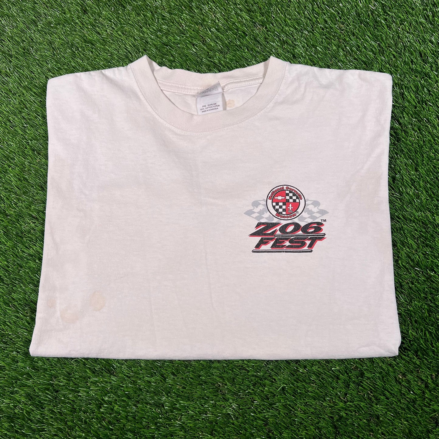 2009 Z06 Fest Racing Car White Tee Size Large USED v17887