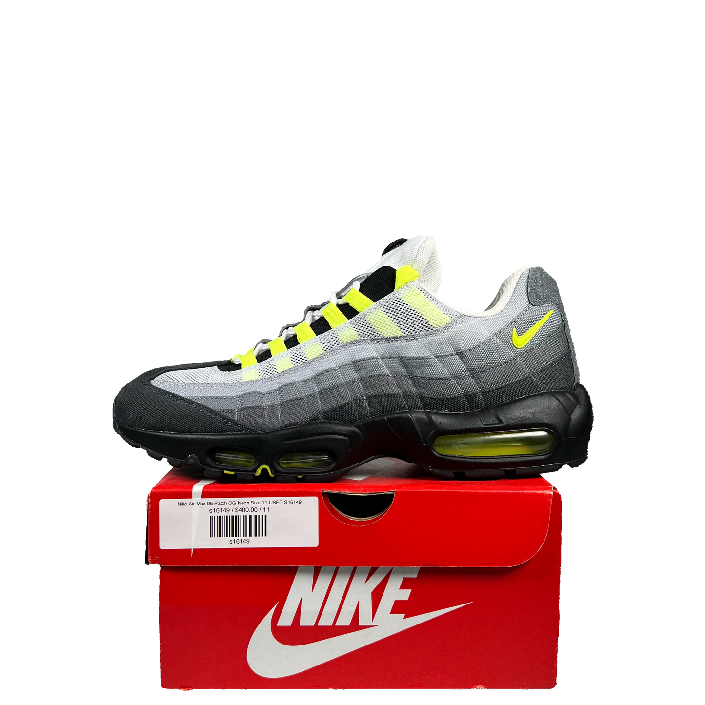 Nike Air Max 95 Patch OG Neon Size 11 USED S16149