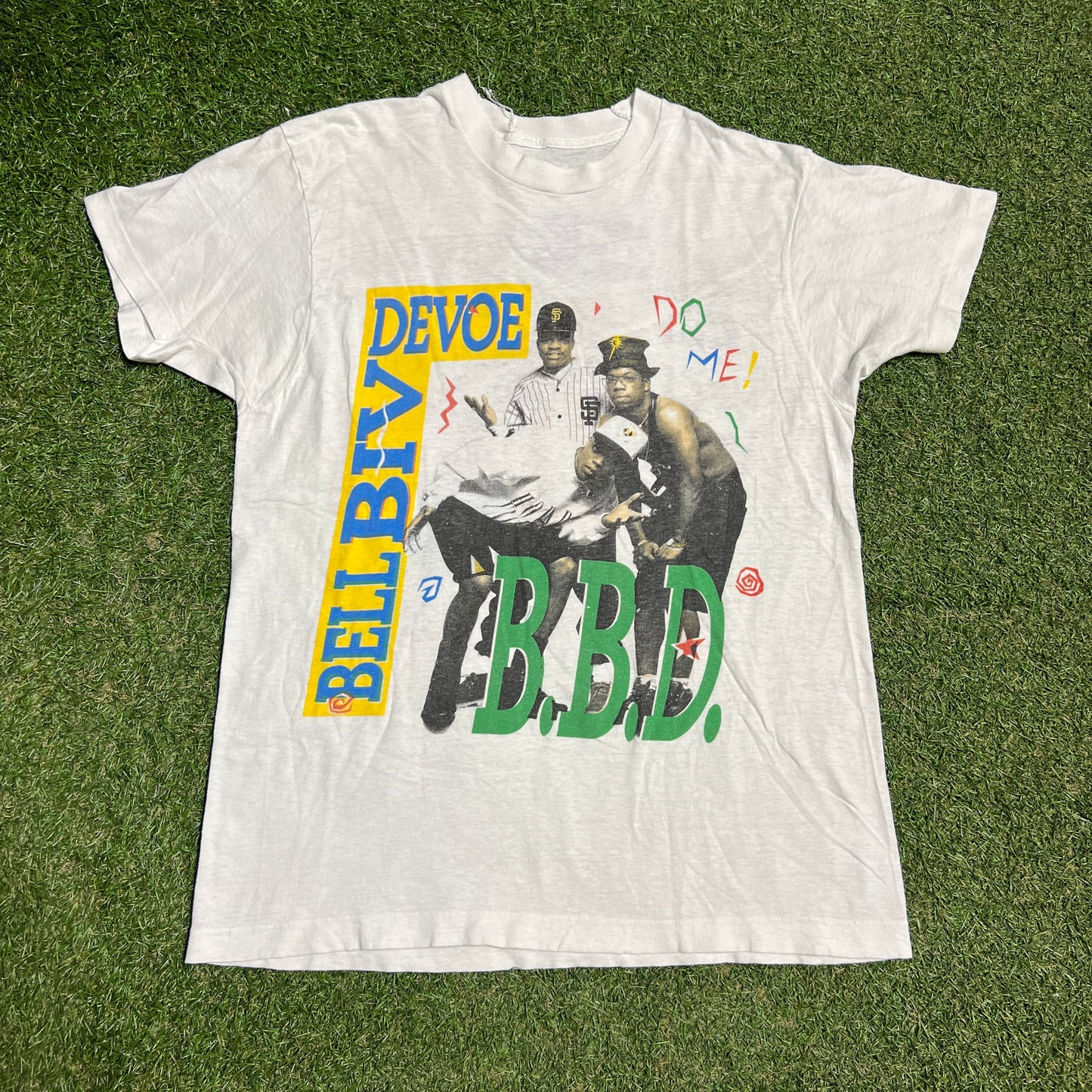 1990s Bell Biv Devoe "Do Me!" White Tee Size Medium USED v16082