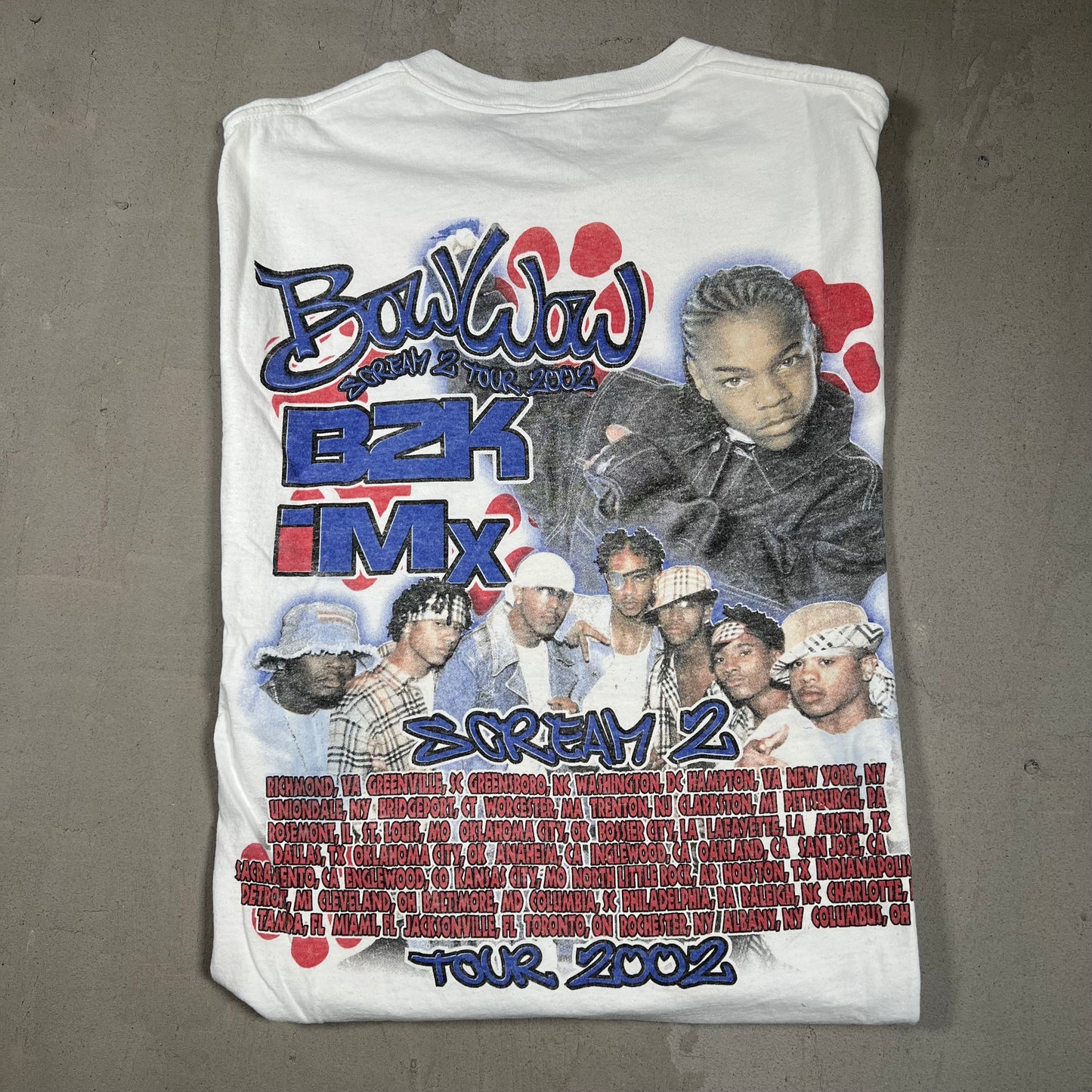 2002 Lil Bow Wow Scream 2 Tour Rap Style White Tee Size Medium USED v17939
