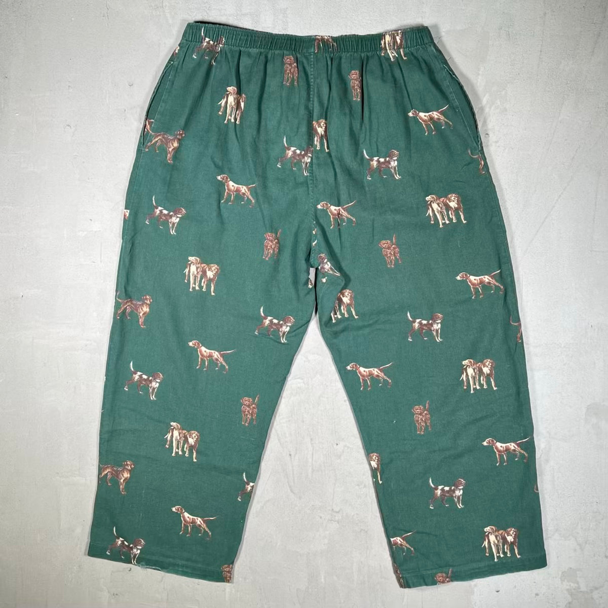 Y2K Polo Ralph Lauren Dog AOP Underwear Green Pants Size Medium USED v20324