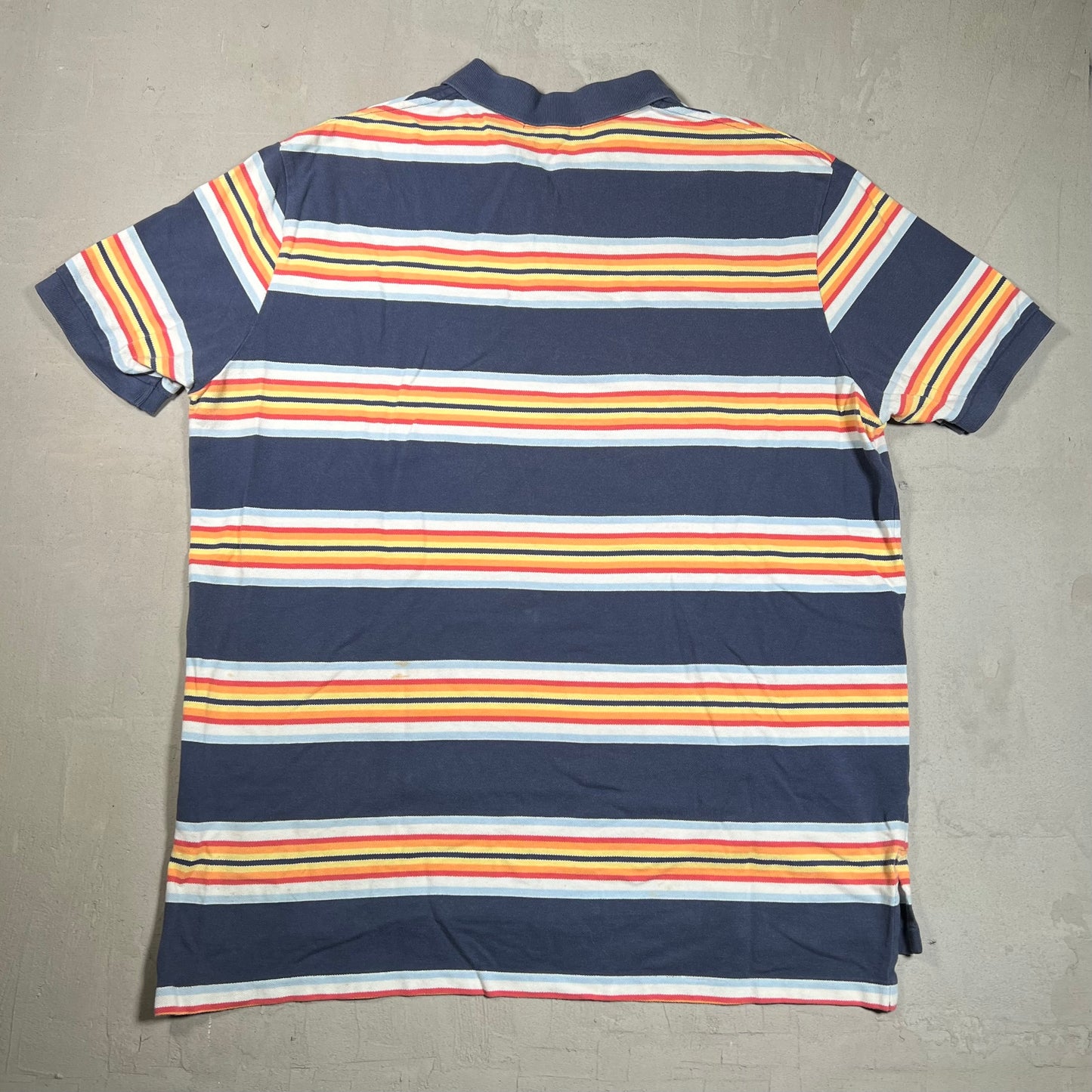 Y2K Polo Ralph Lauren Primary Striped Short Sleeve Polo Size XXL USED v19352