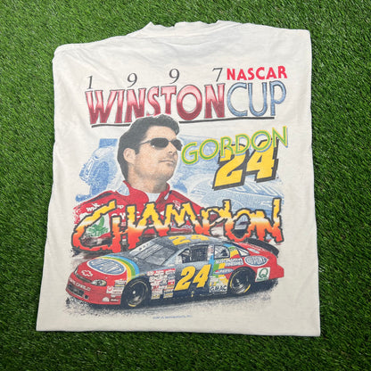 1997 Jeff Gordon Nascar Winston Cup Series White Tee Size XXL USED v17029