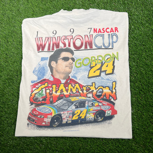 1997 Jeff Gordon Nascar Winston Cup Series White Tee Size XXL USED v17029