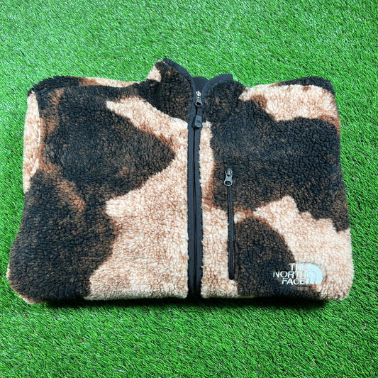 Supreme North Face Bleached Denim Print Fleece Size XL USED x14684