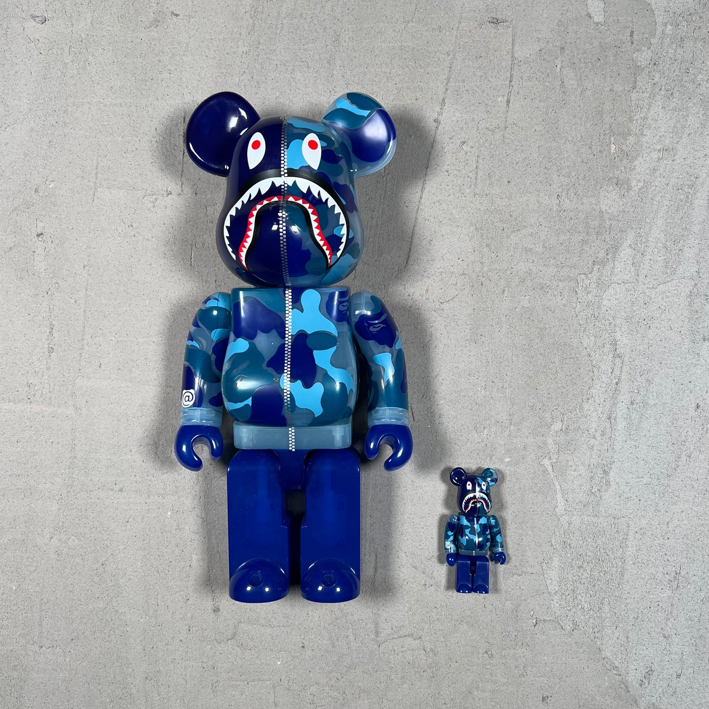 Bearbrick BAPE ABC Camo Shark Set Clear Blue (2020) USED x17310