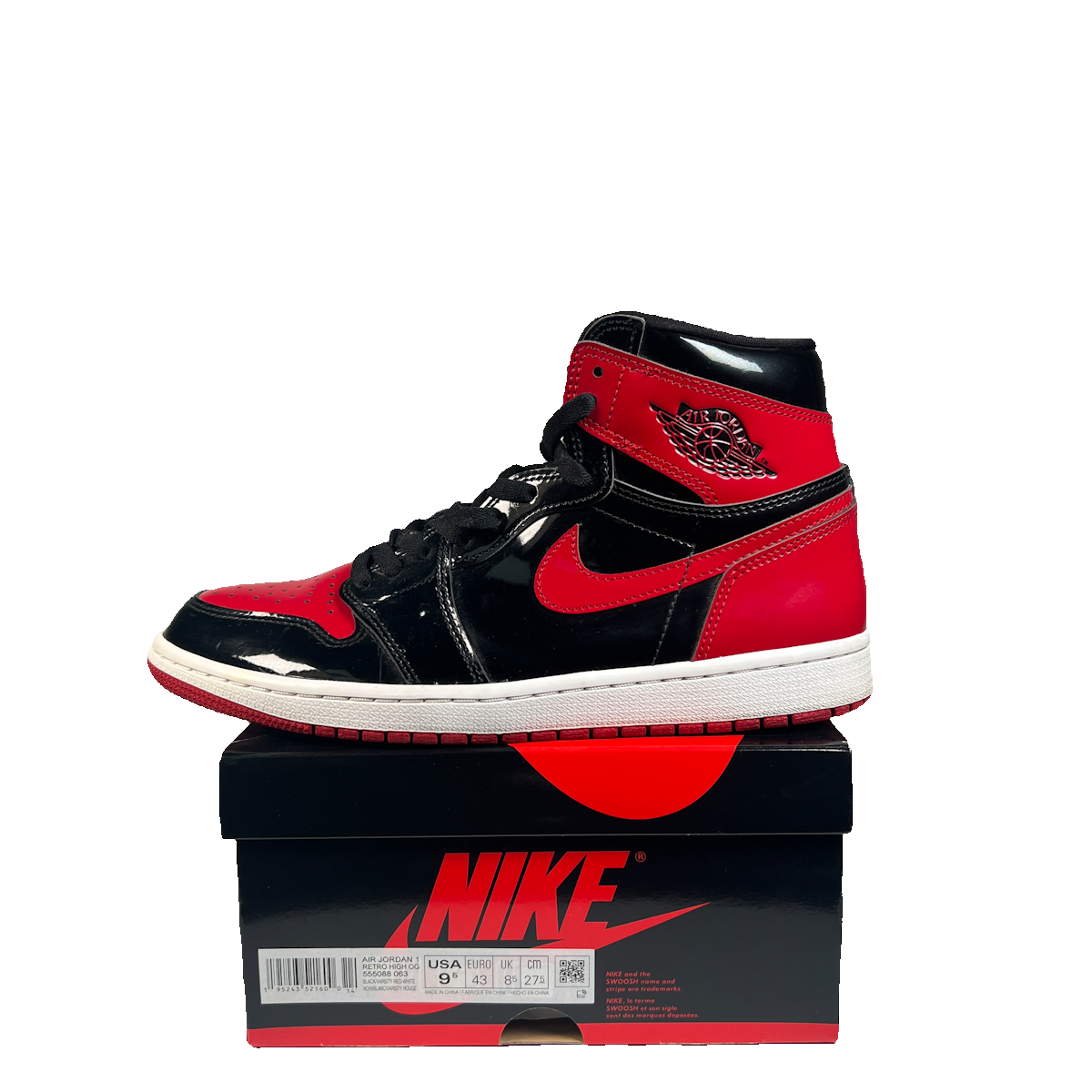 Jordan 1 Patent Bred (2021) Size 9.5 USED s23089