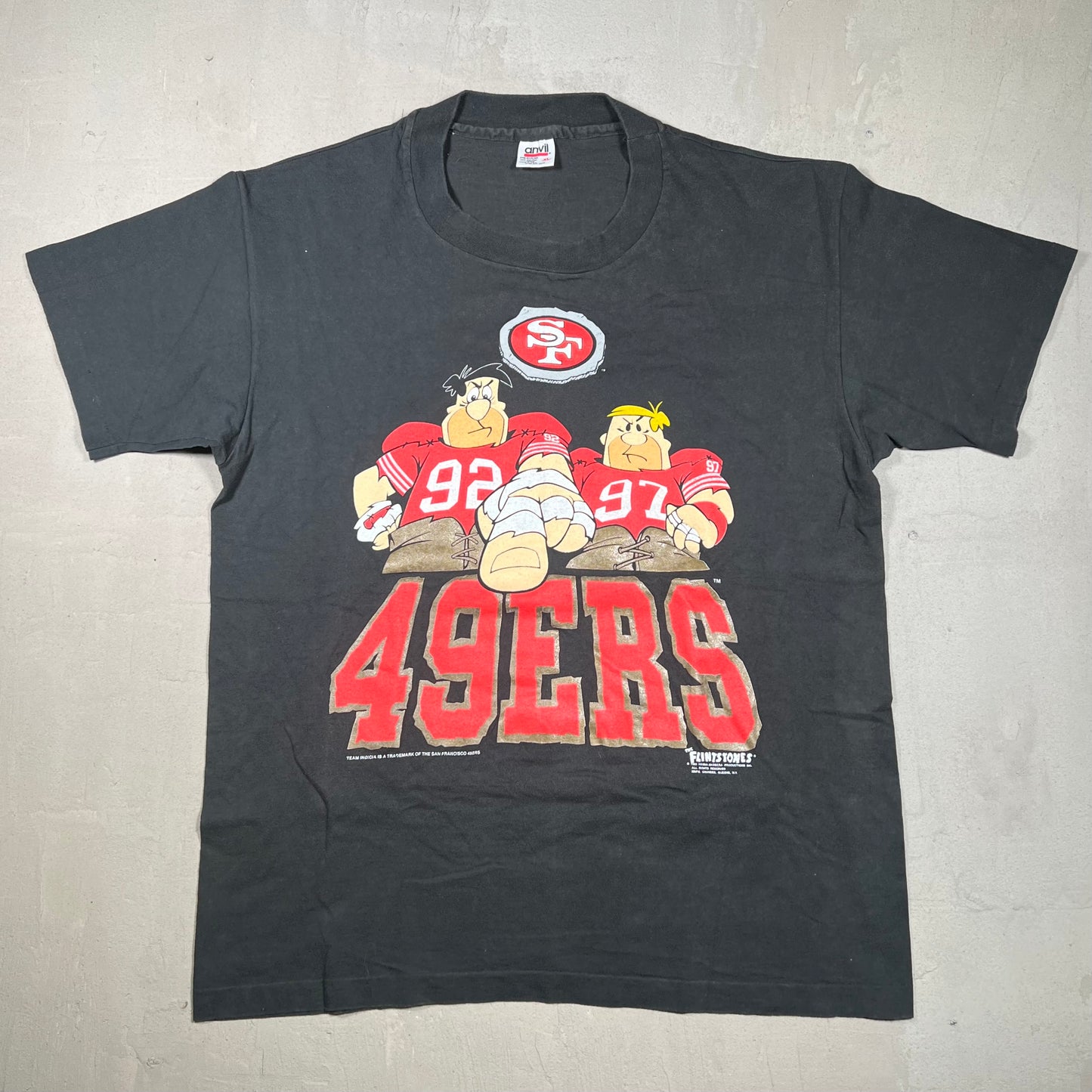 1993 Flintstones San Fran 49ers Black Tee Size XL USED v19260