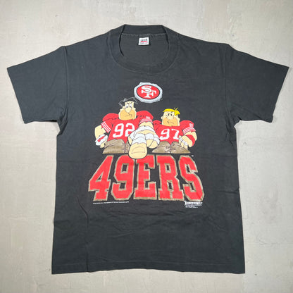 1993 Flintstones San Fran 49ers Black Tee Size XL USED v19260