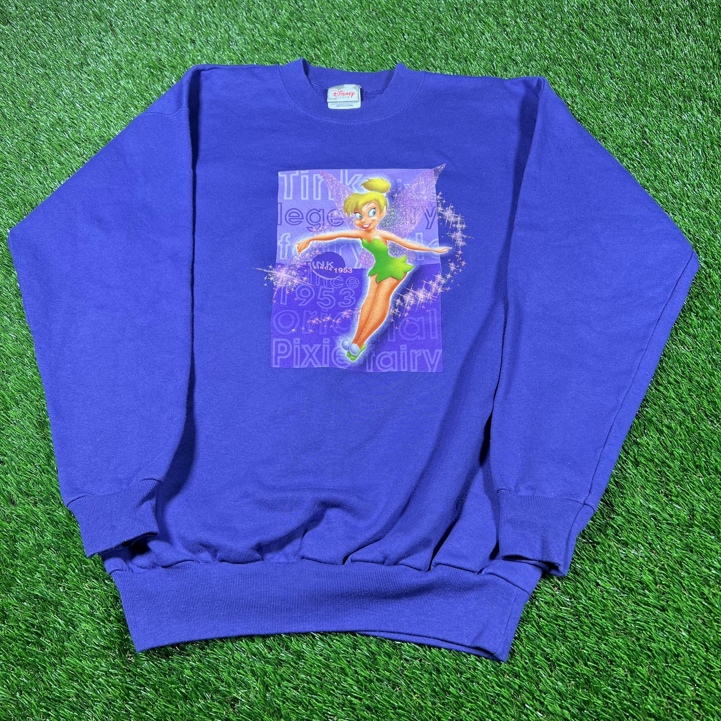 Y2K Tinkerbell Glitter Purple Crewneck Size Medium USED v16949