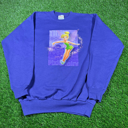 Y2K Tinkerbell Glitter Purple Crewneck Size Medium USED v16949
