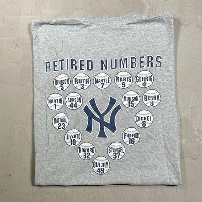 Yankees Retired Numbers Grey Tee Size XL USED v20268