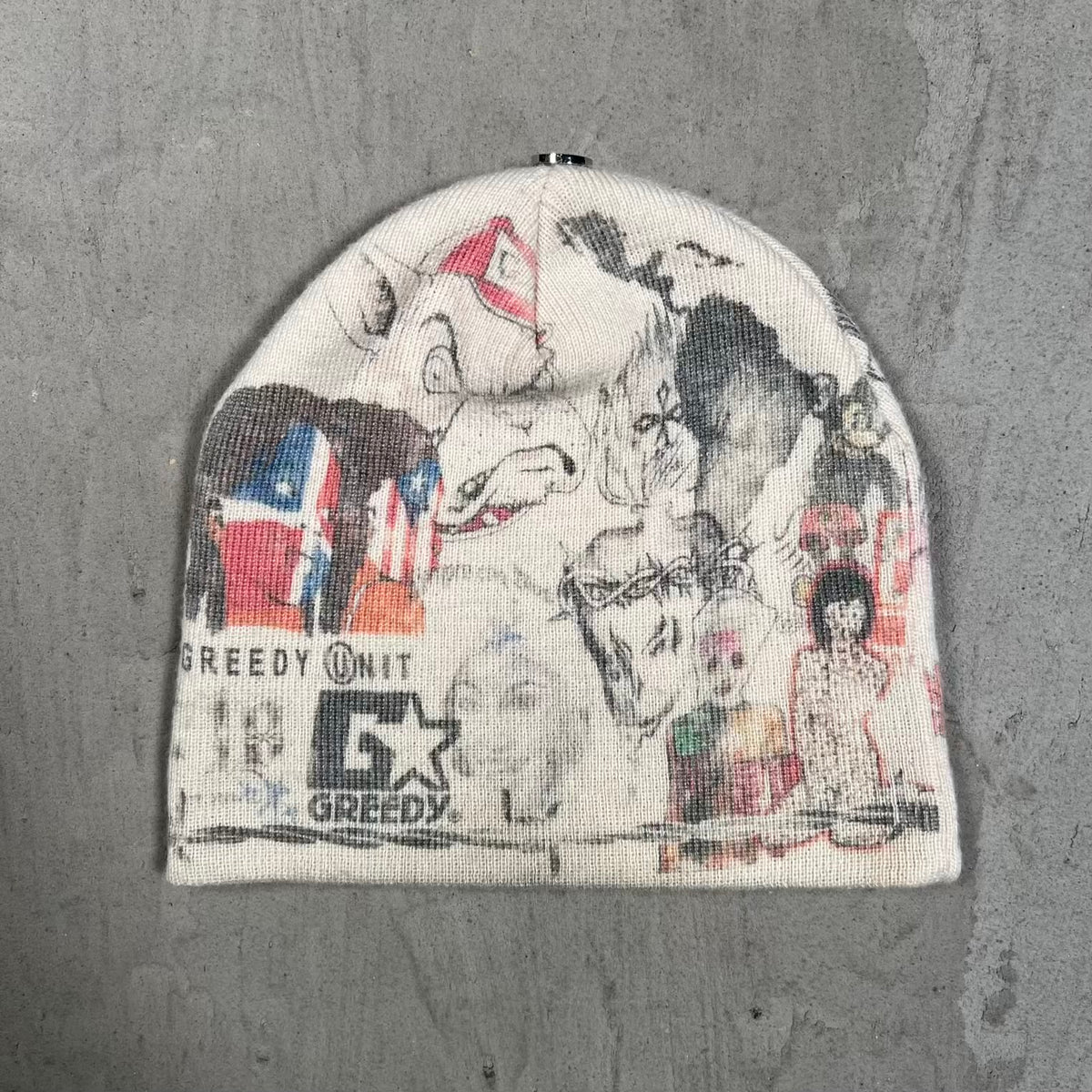 GreedyUnit AOP Cream Beanie USED x18758