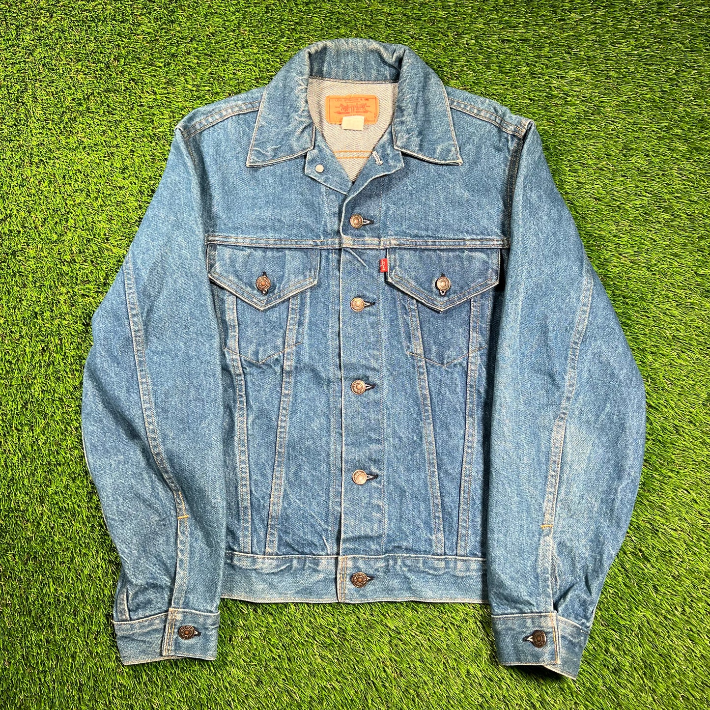 1970s Levis Type 2 Blue Jean Denim Button Up Jacket Size Small USED v18422