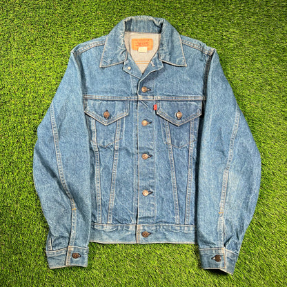 1970s Levis Type 2 Blue Jean Denim Button Up Jacket Size Small USED v18422