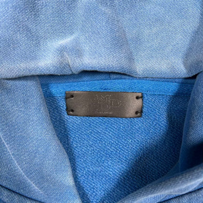 HMDD H Star Washed Blue Zip Up Hoodie Size Large USED x18677