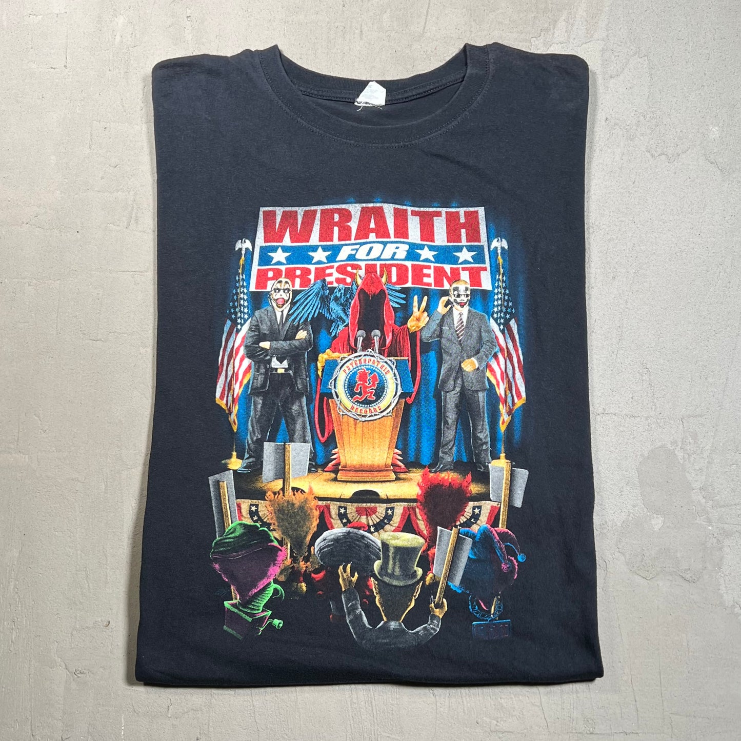 Y2K Insane Clown Posse ICP Wraith for President Black Tee Size XL USED v19453